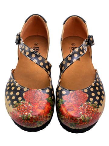 Goby Leder-Ballerinas in Rot/ Schwarz