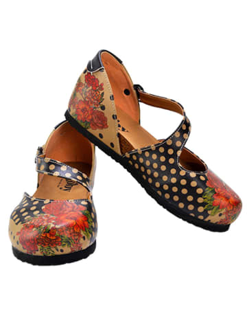 Goby Leder-Ballerinas in Rot/ Schwarz