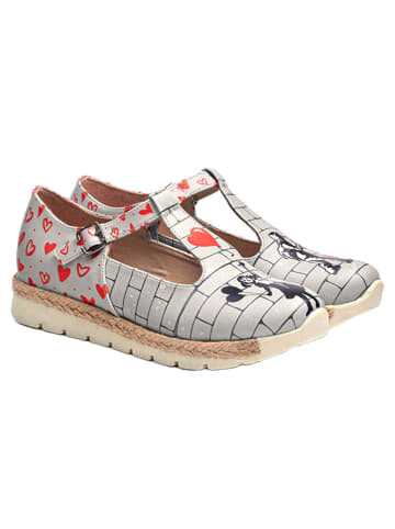 Goby Leder-Ballerinas in Rot/ Grau