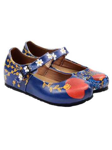 Goby Leren ballerina's donkerblauw/meerkleurig
