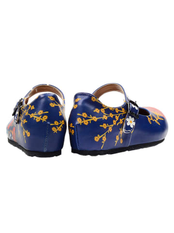 Goby Leder-Ballerinas in Dunkelblau/ Bunt