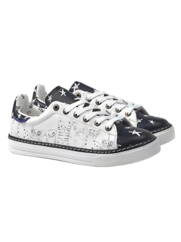 Goby Leder-Sneakers in Weiß/ Dunkelblau