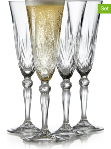 Lyngby Glas 4-delige set: champagneglazen "Melodia" - 160 ml