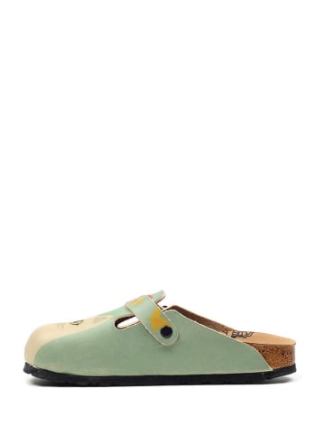 Calceo Clogs in Mint/ Beige/ Bunt