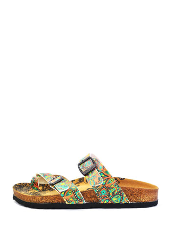 Calceo Teenslippers turquoise/meerkleurig