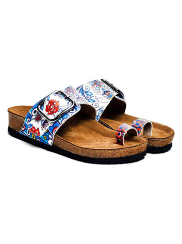 Calceo Teenslippers wit/blauw