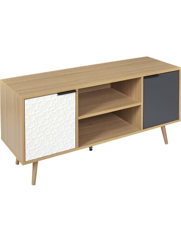 THE HOME DECO FACTORY TV-meubel "Sven" naturel/grijs/wit - (B)120 x (H)56 x (D)39 cm