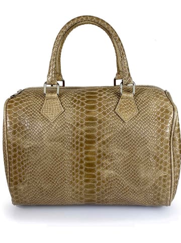 Florence Bags Leder-Henkeltasche "Francisca" in Taupe - (B)30 x (H)22 x (T)17 cm