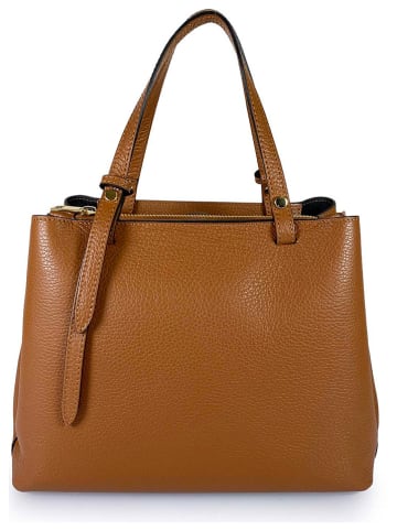 Florence Bags Leder-Henkeltasche "Bea" in Hellbraun - (B)25 x (H)19 x (T)11 cm