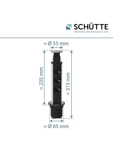 Schütte Wysuwana listwa gniazdowa "E1" w kolorze czarnym