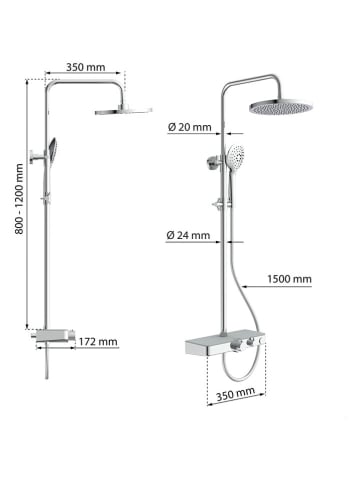 Schütte Panel prysznicowy "Futura" w kolorze srebrnym