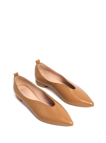l37 Leder-Ballerinas in Hellbraun