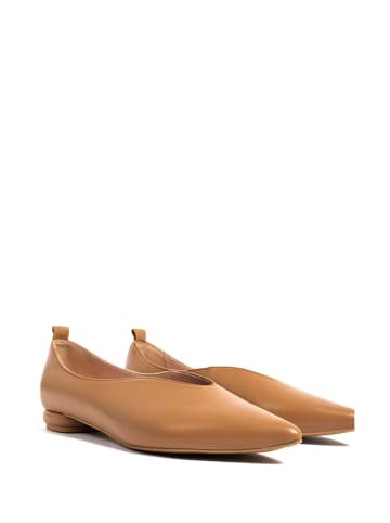 l37 Leder-Ballerinas in Hellbraun