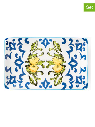 Trendy Kitchen by EXCÉLSA Talerze (6 szt.) "Amalfi" w kolorze żółto-niebieskim - 20 x 12,5 cm