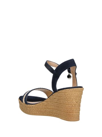 Wojas Leren sleehaksandalen donkerblauw/beige