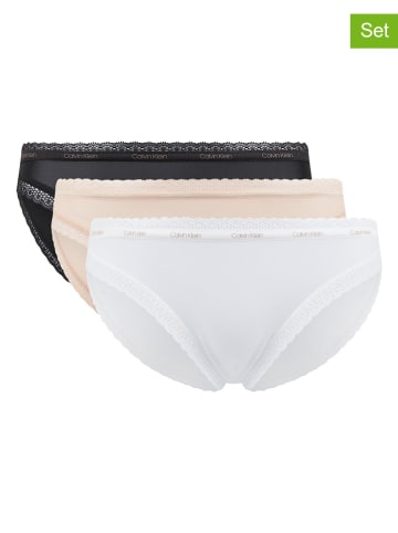 Calvin Klein 3er-Set. Slips in Schwarz/ Weiß/ Nude