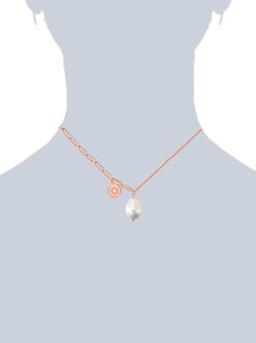 Perldesse Rosévergulde ketting met parel - (L)40 cm