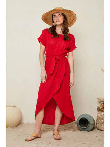 Le Monde du Lin Kleid "Lydia" in Rot