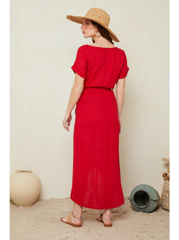 Le Monde du Lin Kleid "Lydia" in Rot