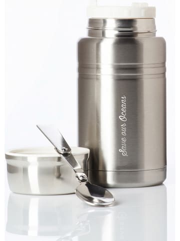Bbbyo* Pojemnik "Fuji" w kolorze srebrno-granatowym na lunch - 500 ml