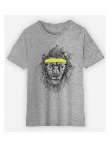 WOOOP Koszulka "Hipster lion" w kolorze szarym