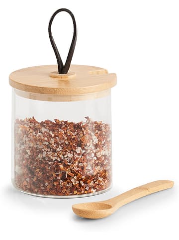 Zeller 2-delige set: voorraadglazen bamboekleurig - (H)8,5 x Ø 8 cm