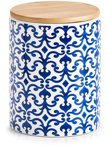 Zeller Voorraadcontainer "Marokko" blauw/wit - (H)15,3 x Ø 11 cm