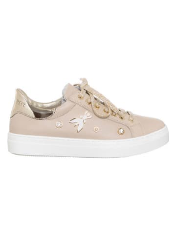 Patrizia Pepe Skórzane sneakersy w kolorze beżowym