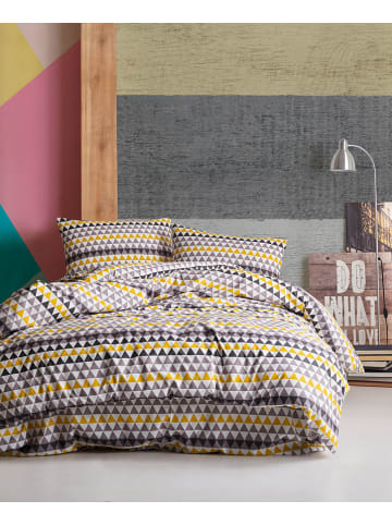 Colorful Cotton Komplet pościeli renforcé w kolorze żółto-szarym