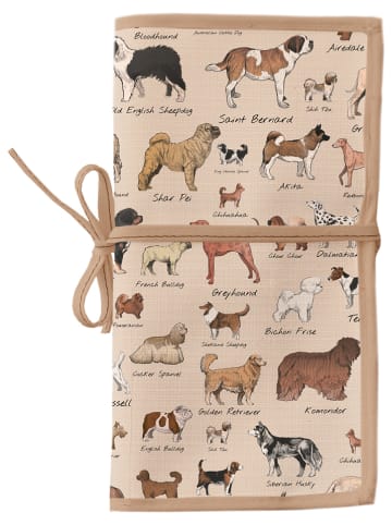 Folkifreckles Etui "Dog Types" w kolorze beżowym na długopisy - 37 x 22 cm
