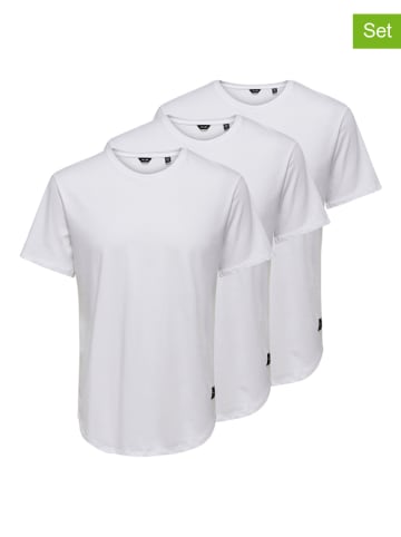 ONLY & SONS Koszulki (3 szt.) "Matt" w kolorze białym