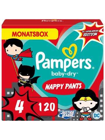 Pampers Monatspackung Windeln "Baby Dry Pants Warner Bros.", Gr. 4, 9-15 kg (120 Stück)