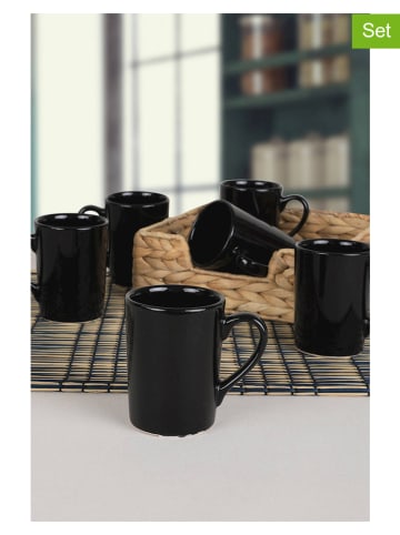 Hermia 6-delige set: koffiekoppen zwart - (H)8 cm