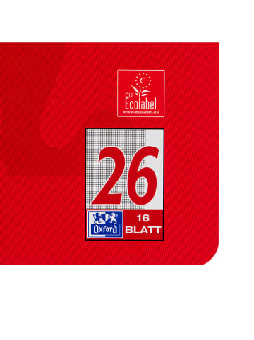 Oxford 5er-Set: Schulhefte "Oxford - Lineatur 26" in Rot - DIN A4
