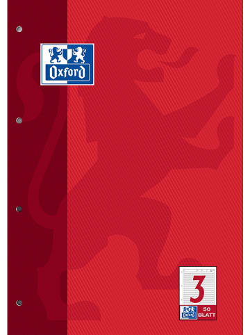 Oxford 5-delige set: werkbladblokken "Oxford - Liniatuur 3" rood - A4