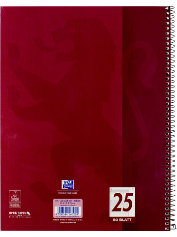 Oxford 5-delige set: collegeblokken "Oxford - Liniatuur 25" rood - A4