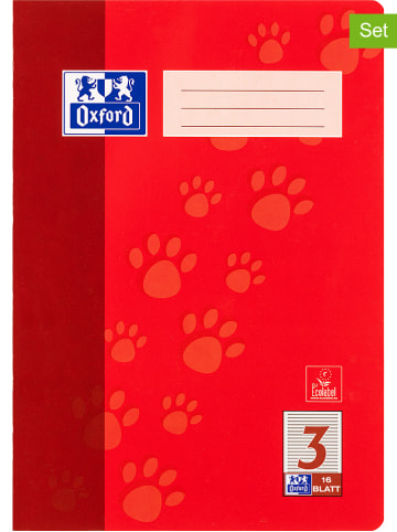 Oxford 10er-Set: Schulhefte "Oxford - Lineatur 3" in Rot - DIN A4