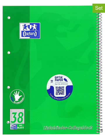 Oxford 2-delige set: linkshandig collegeblok "Oxford - Lineatur 38" groen - A4
