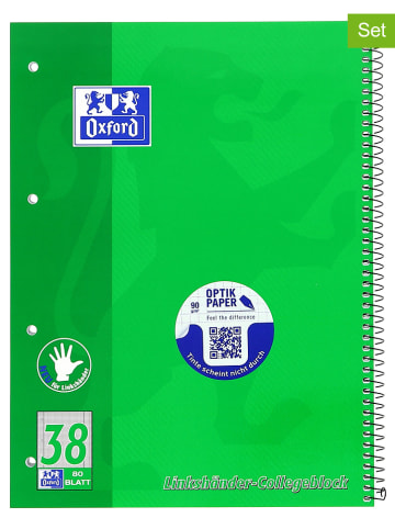 Oxford Kołozeszyty (2 szt.) "Oxford - Lineatur 38" w kolorze zielonym - A4