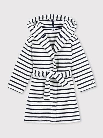 PETIT BATEAU Bademantel in Weiß/ Dunkelblau