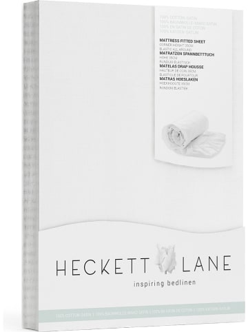 Heckett Lane Prześcieradło satynowe "Elementi" w kolorze białym na gumce