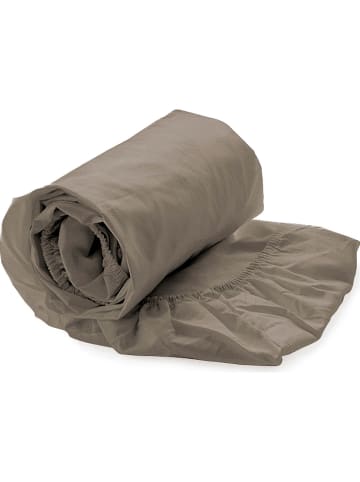 Heckett Lane Satin-Spannbettlaken "Elementi" in Taupe