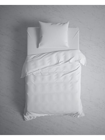 Heckett Lane Satin-Bettwäsche-Set "Banda" in Weiß