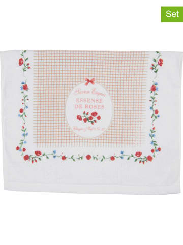 Clayre & Eef 2er-Set: Gästehandtuch in Weiß/ Beige - (L)66 x (B)40 cm