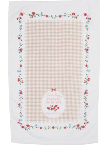 Clayre & Eef 2-delige set: gastendoeken wit/beige - (L)66 x (B)40 cm