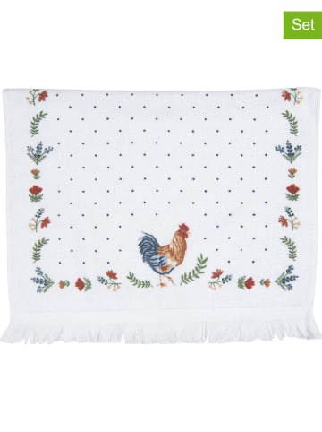 Clayre & Eef 2er-Set: Gästehandtuch in Weiß/ Bunt - (L)66 x (B)40 cm