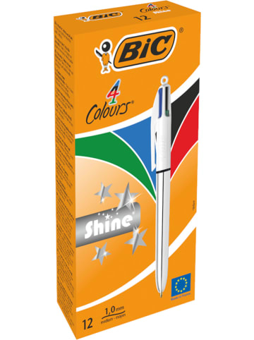 Bic Vierkleurige pennen "Shine" - 12 stuks