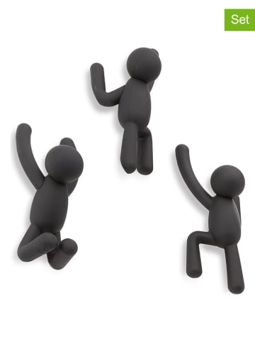 umbra 3er-Set: Wandhaken "Buddy" in Schwarz - (B)8 x (H)18 x (T)7 cm