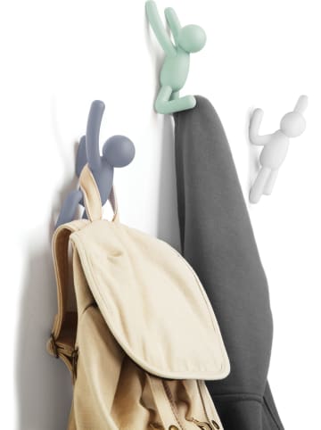 umbra 3er-Set: Wandhaken "Buddy" in Grau/ Grün/ Weiß - (B)8 x (H)18 x (T)7 cm