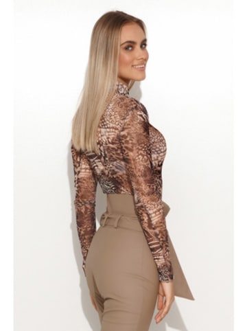 Makadamia Blouse bruin/wit